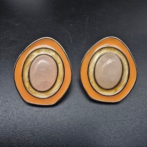 Avon Celia Sebiri 1987 Rose Quartz Orange Earrings CS Pierced Post